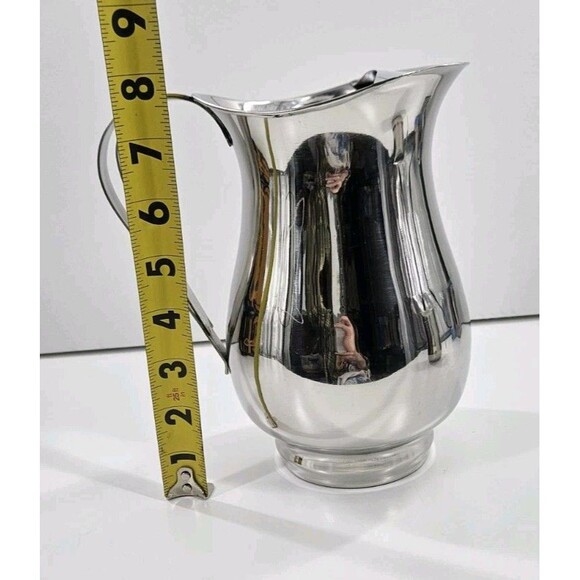 Vintage Silver Plate 8" Water Pitcher Made In India MCM Mid Century Modern - Picture 5 of 7